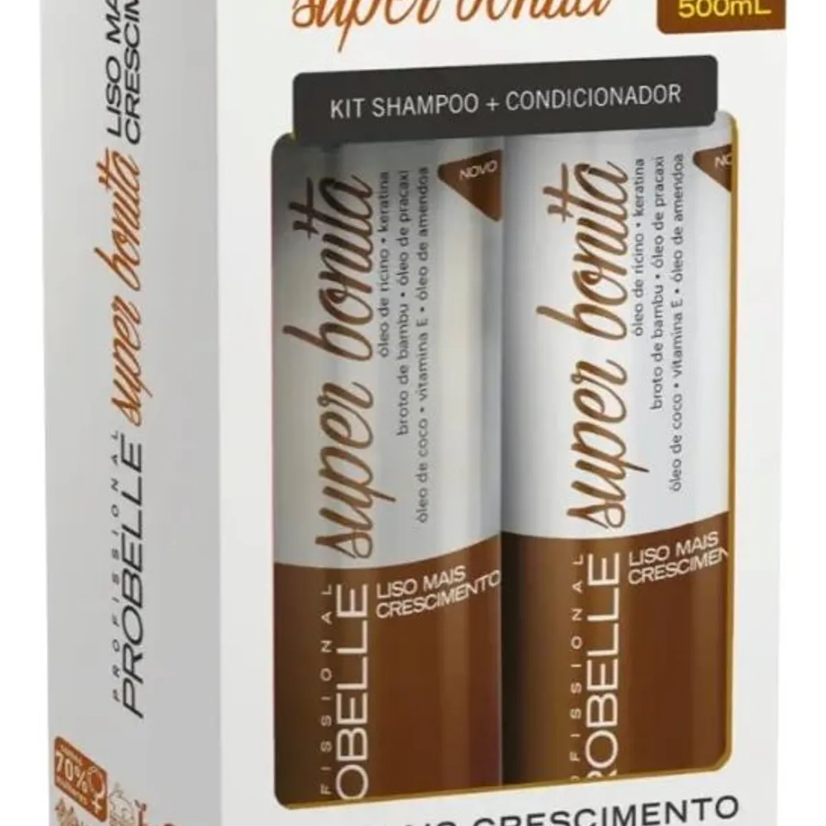 PROBELLE - KIT SHAMPOO Y ACON LISO MAIS CRESCIMENTO PROBELLE 500ML BOMBA CRECIMIENTO ACELERADO Y ALINEA TÉRMICO