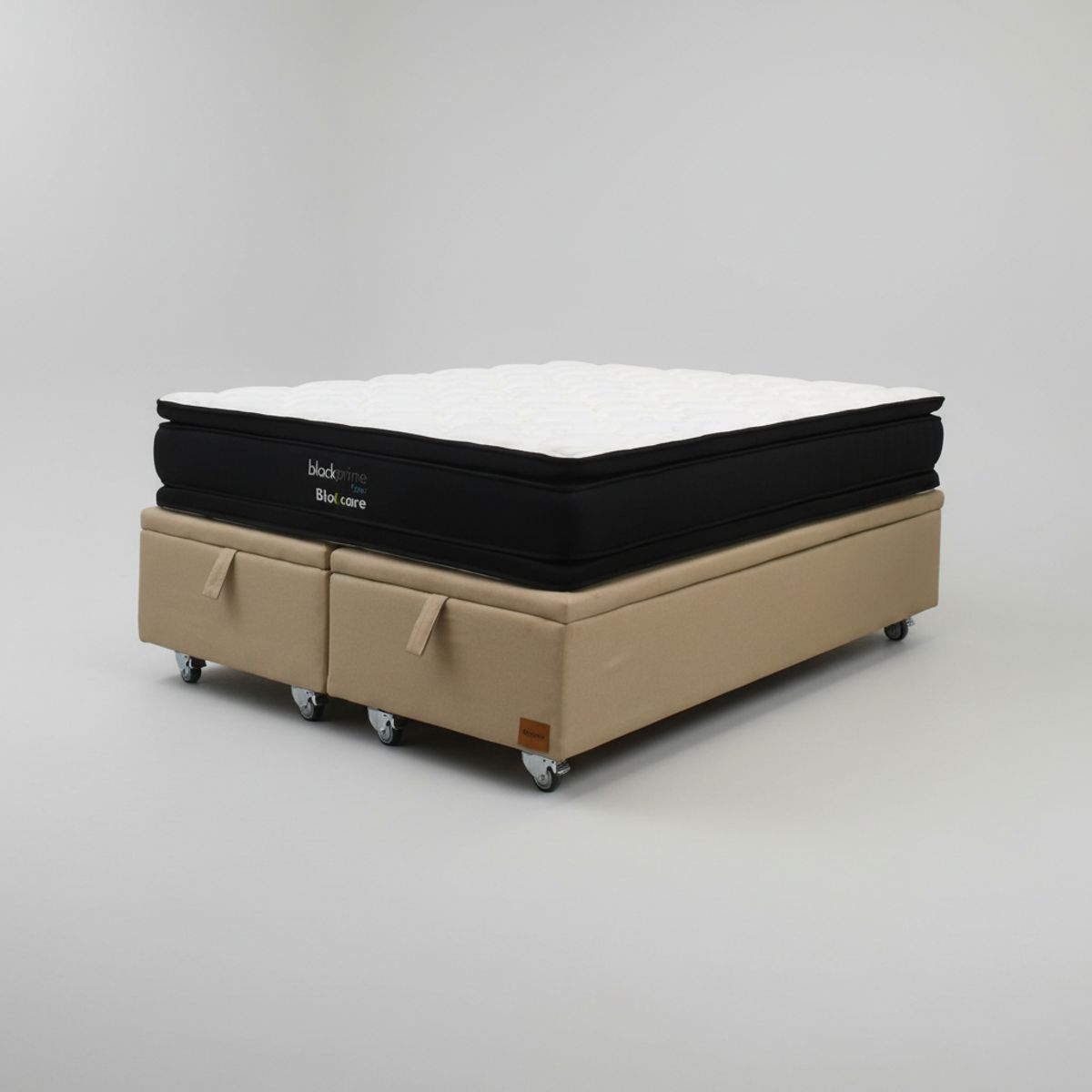 BLOCCARE - Cama Baul Super King L200 cm + Colchon Black Prime - Modelo Dos  Con Rueda Deluxe Beige