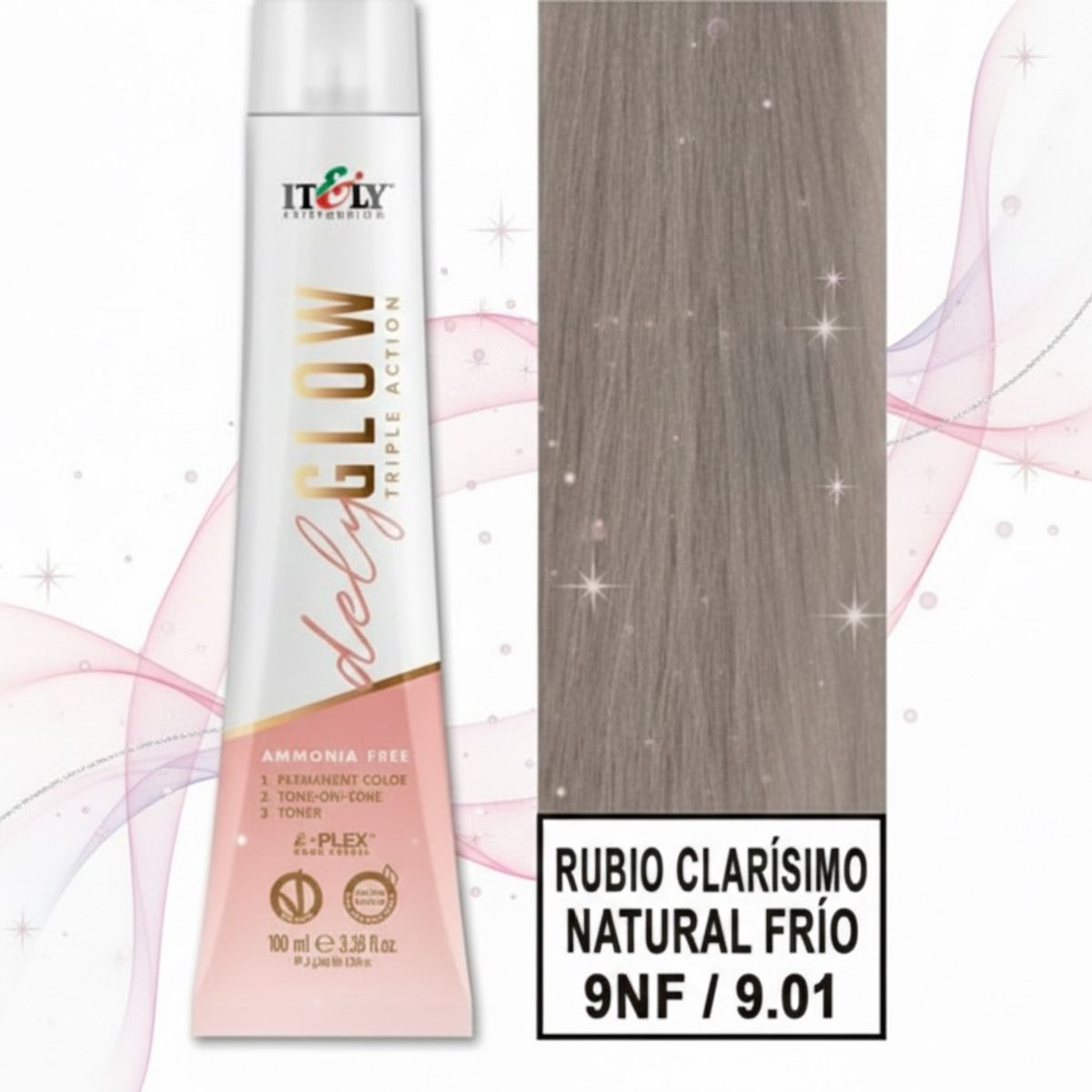 GENERICO - TINTURA PER S/AMONI ITELY DELYGLOW 9NF RUBIO MUY CLARO FRIO NATURAL 100ML 9.01 + OXIDANTE