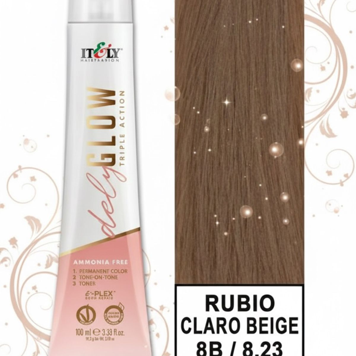 GENERICO - TINTURA PER S/AMONI ITELY DELYGLOW 8B RUBIO BEIGE CLARO 100ML 8.23 + OXIDANTE