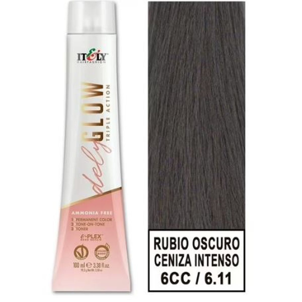 GENERICO - TINTURA PER S/AMONI ITELY DELYGLOW 6CC RUBIO OSCURO CENIZA INTENSO 100ML 6.11 + OXIDANTE