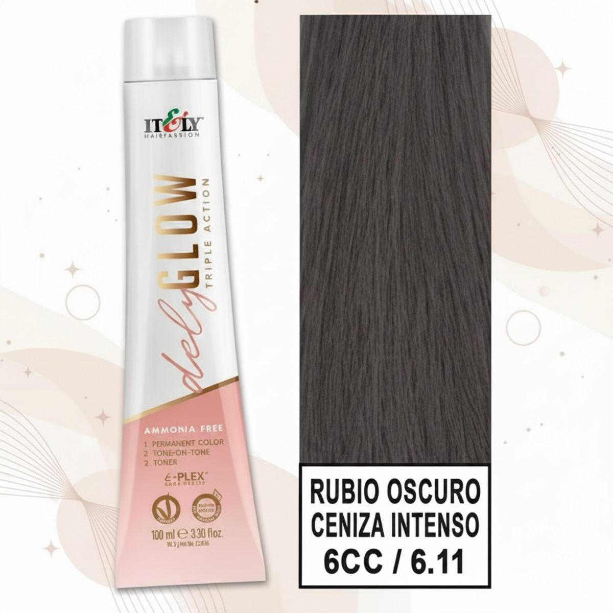 GENERICO - TINTURA PER S/AMONI ITELY DELYGLOW 6CC RUBIO OSCURO CENIZA INTENSO 100ML 6.11 + OXIDANTE