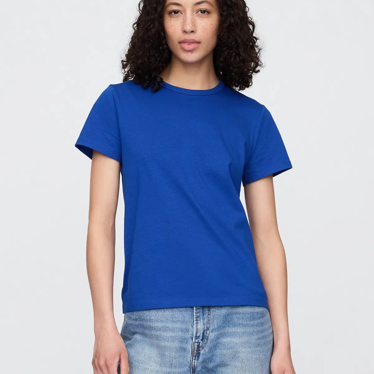 GAP - Polera Mujer Manga Corta Crew Azul Gap
