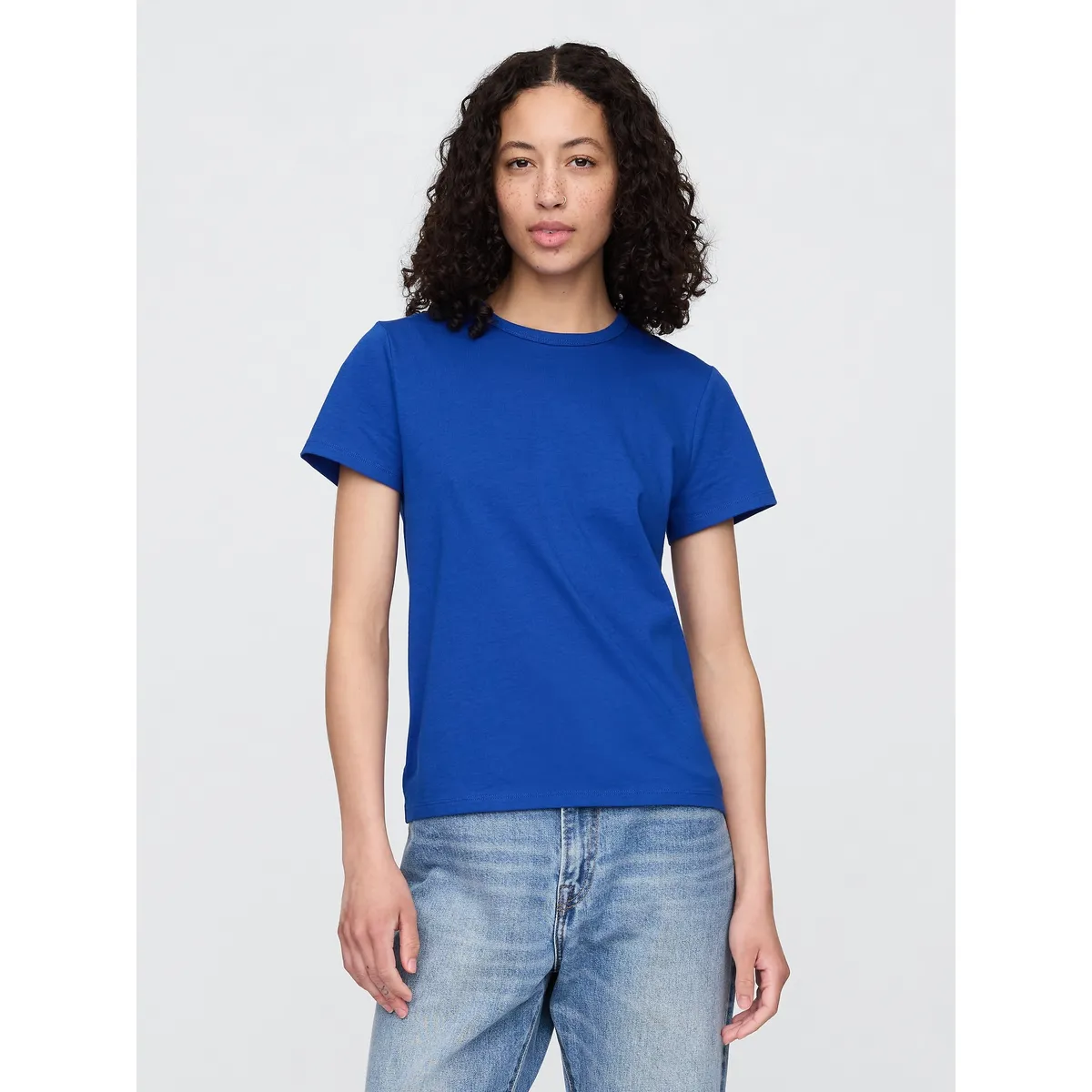 GAP - Polera Mujer Manga Corta Crew Azul Gap