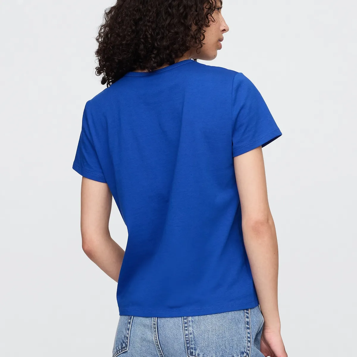 GAP - Polera Mujer Manga Corta Crew Azul Gap