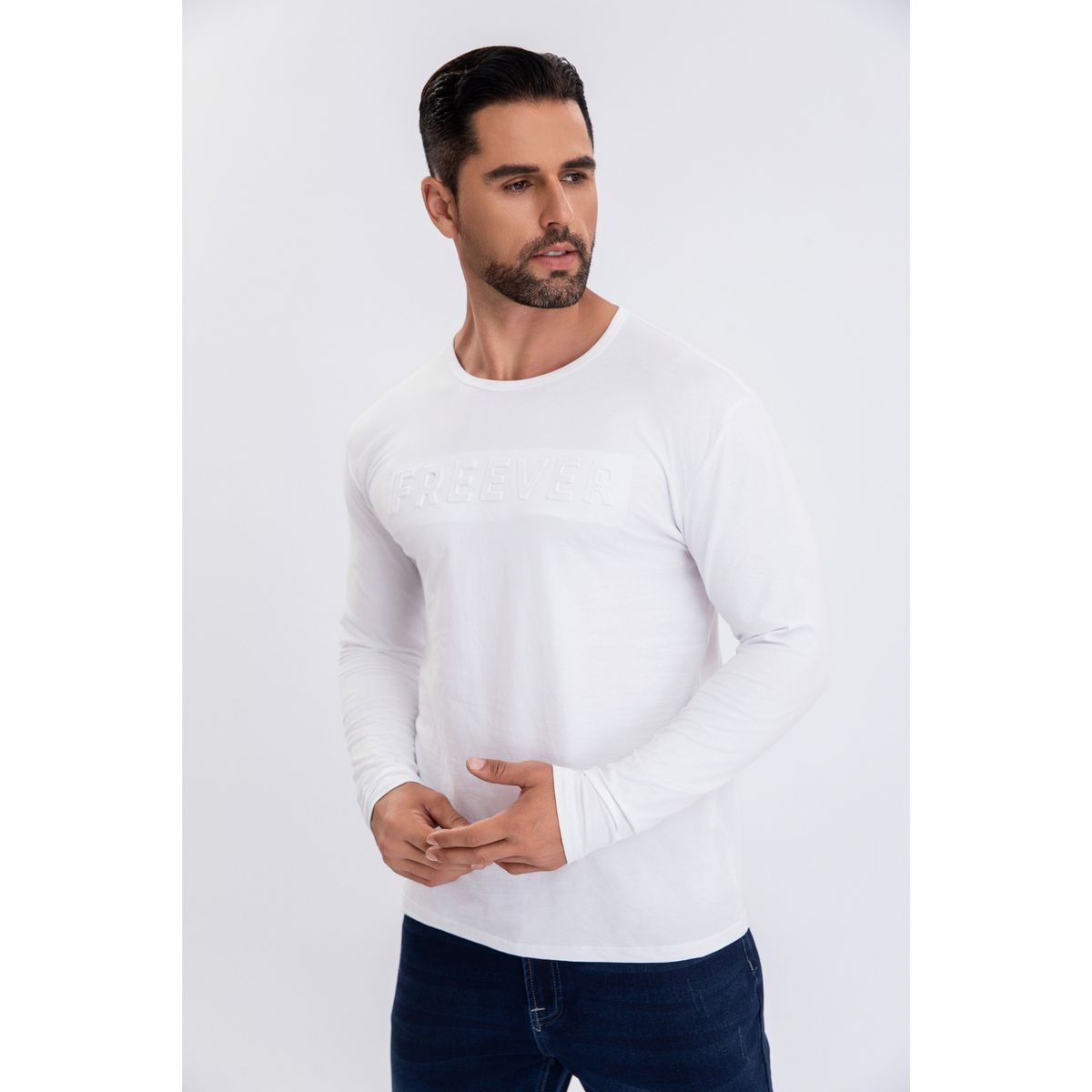 LIKE SHOP - Polera Hombre Manga Larga Algodón Colores Diseño Casual 6271