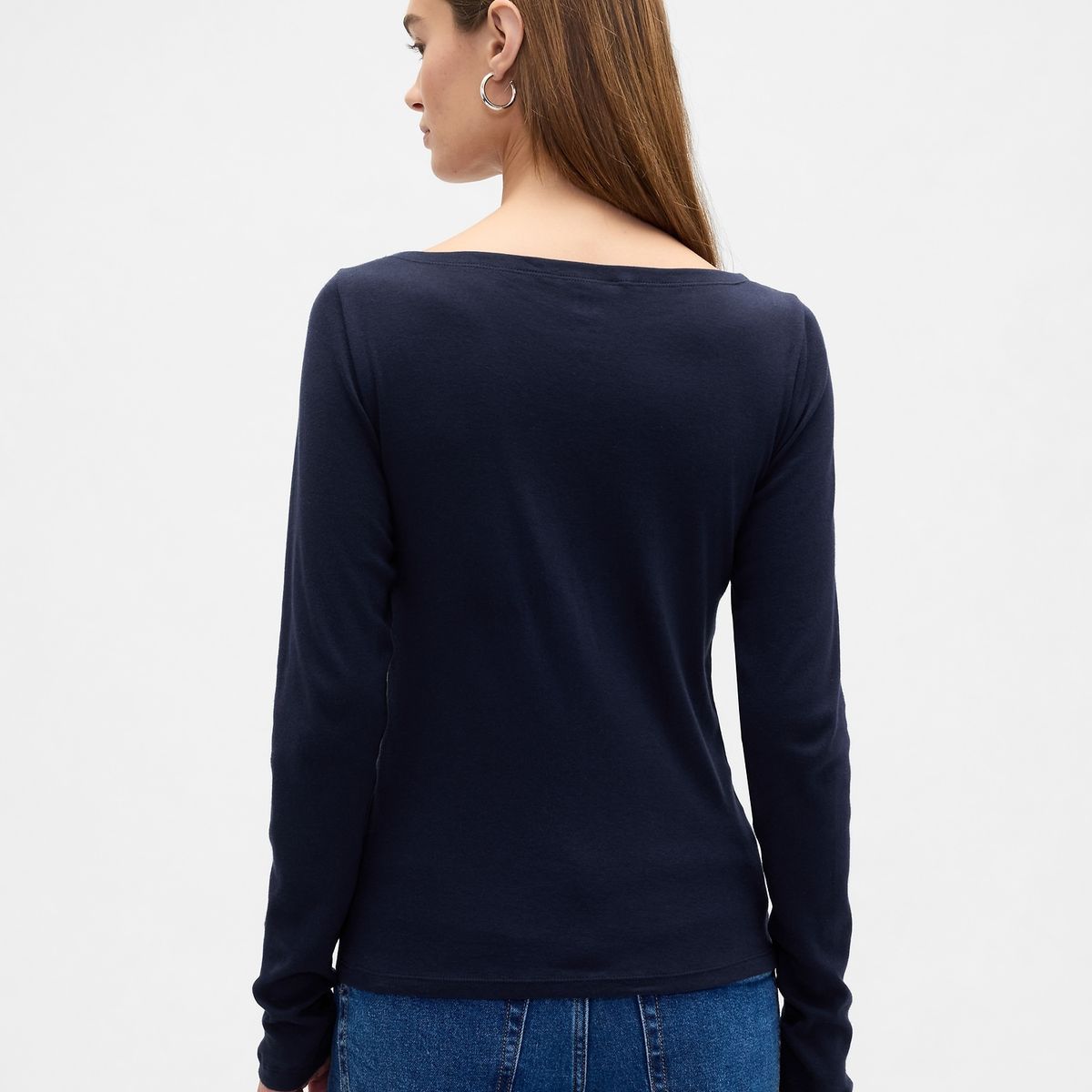 GAP - Polera Mujer Gap Manga Larga Boatneck Azul