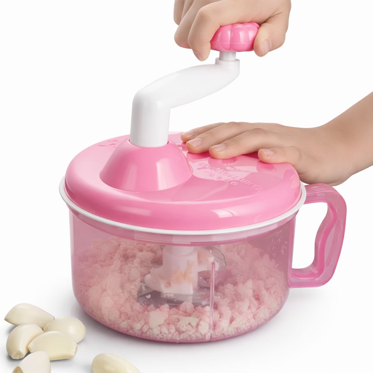 GENERICO - Triturador Manual de Alimentos Multifuncional Color Rosado  Compacto Práctico y Fácil de Usar