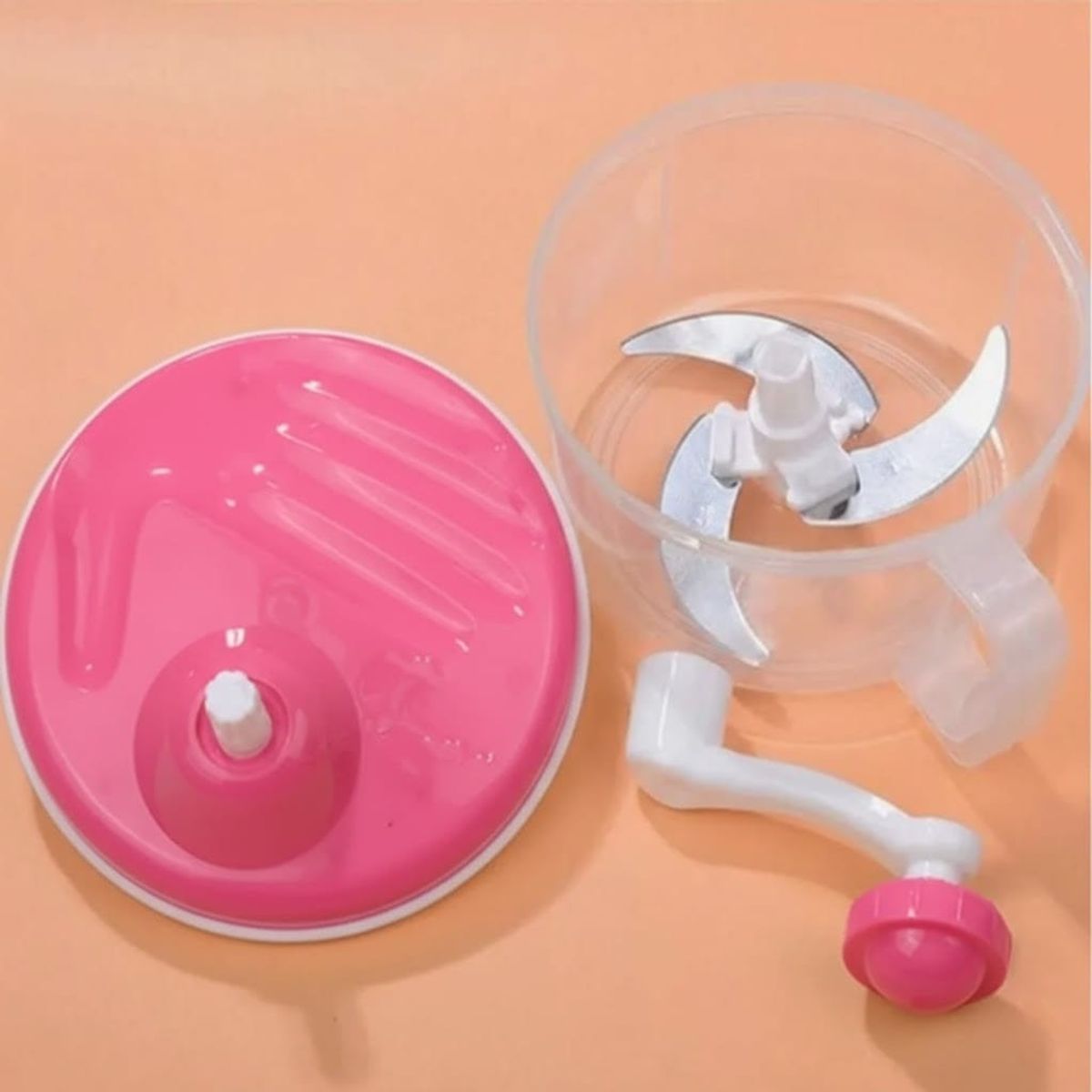 GENERICO - Triturador Manual de Alimentos Multifuncional Color Rosado  Compacto Práctico y Fácil de Usar