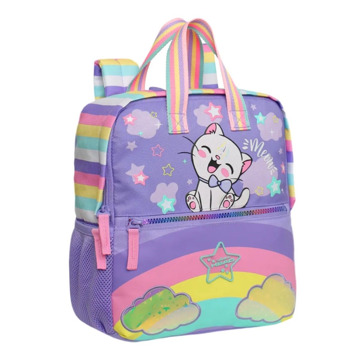 GENERICO - Mochila Infantil Niña Pepa Cat Rainbow Lila Head Violeta