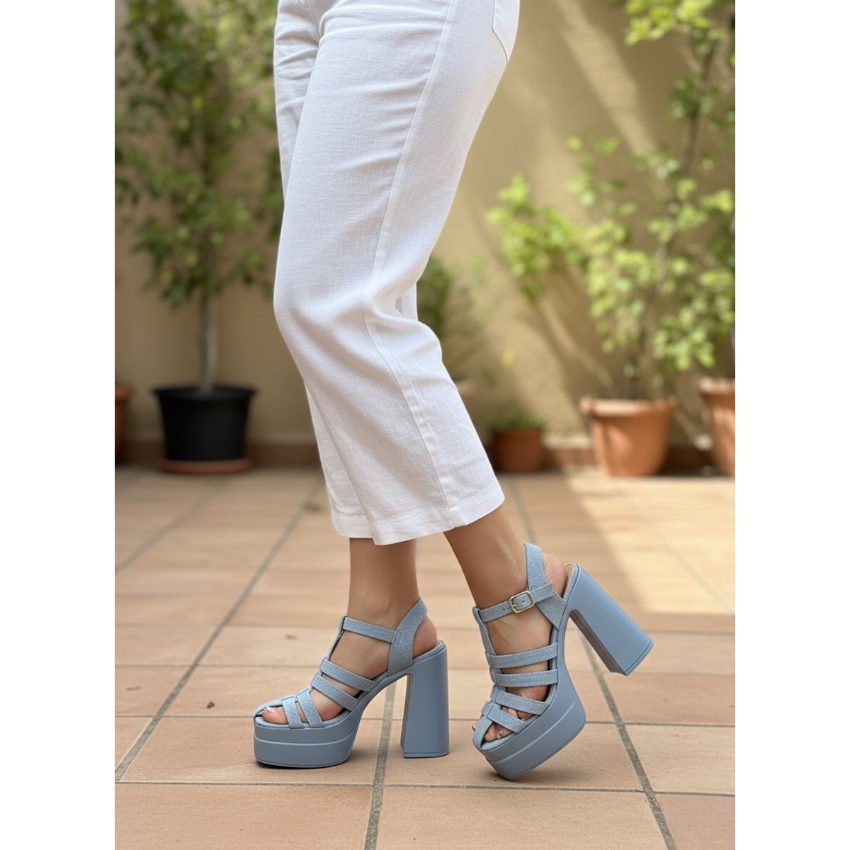 SNOOPY - Sandalias Mezclilla  Mujer con Plataforma M549