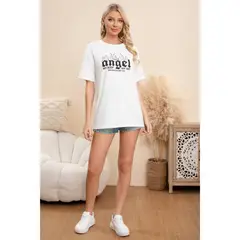 LIKE SHOP - Polera Mujer Algodon Manga Corta Oversize Angel 061