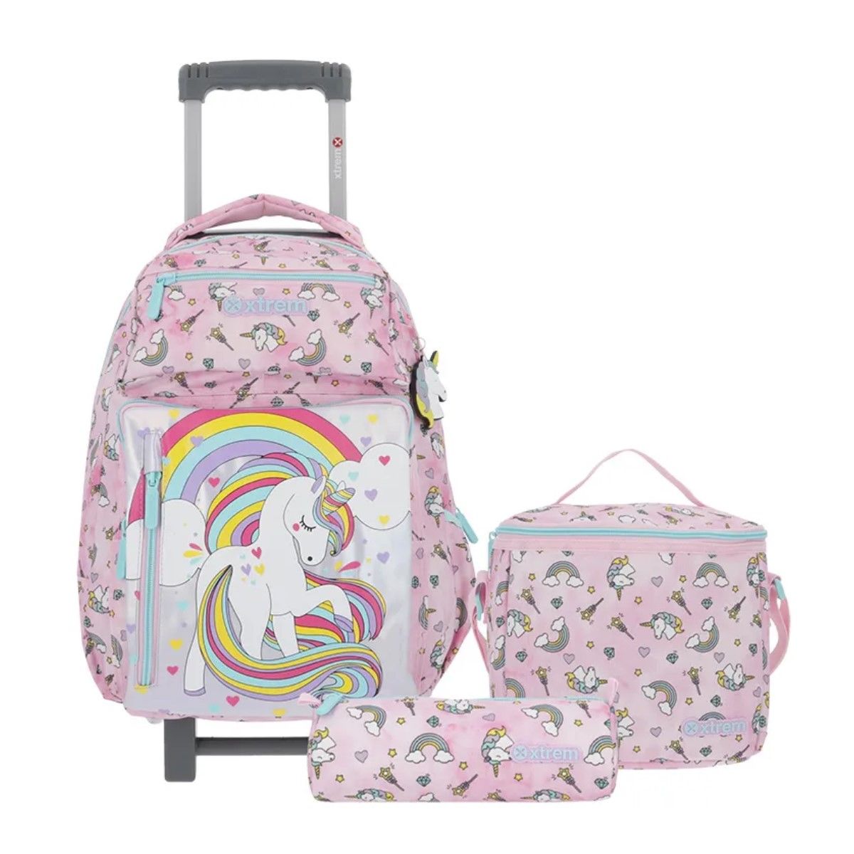 GENERICO - Pack Mochila Con Ruedas Niña Xtrem New Run Rosado Rosado