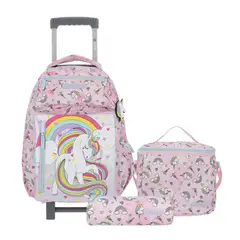 GENERICO - Pack Mochila Con Ruedas Niña Xtrem New Run Rosado Rosado