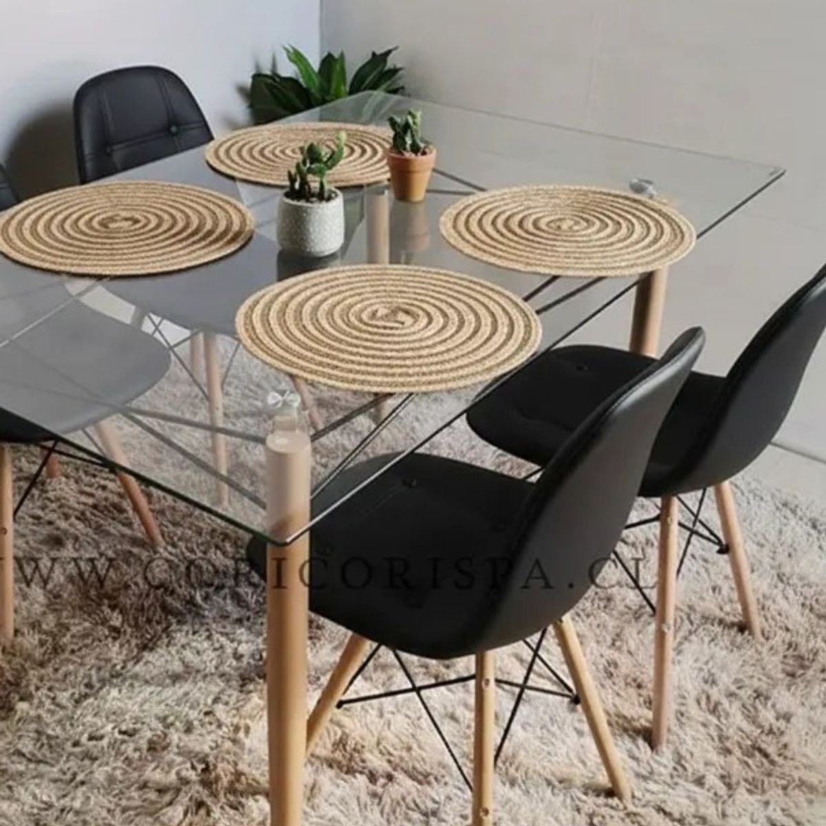 CORI CORI - Mesa Crox 140x80cms + 4 Eames Capitonne Ecocuero