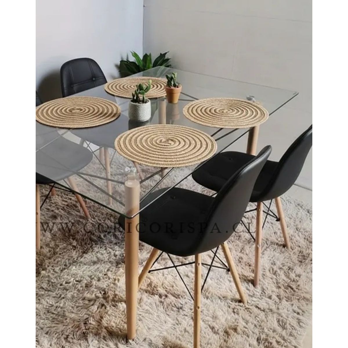 CORI CORI - Mesa Crox 140x80cms + 4 Eames Capitonne Ecocuero