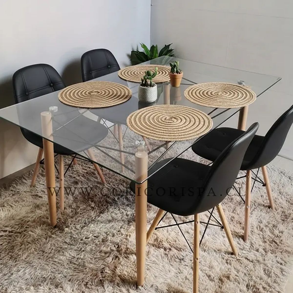 CORI CORI - Mesa Crox 140x80cms + 4 Eames Capitonne Ecocuero