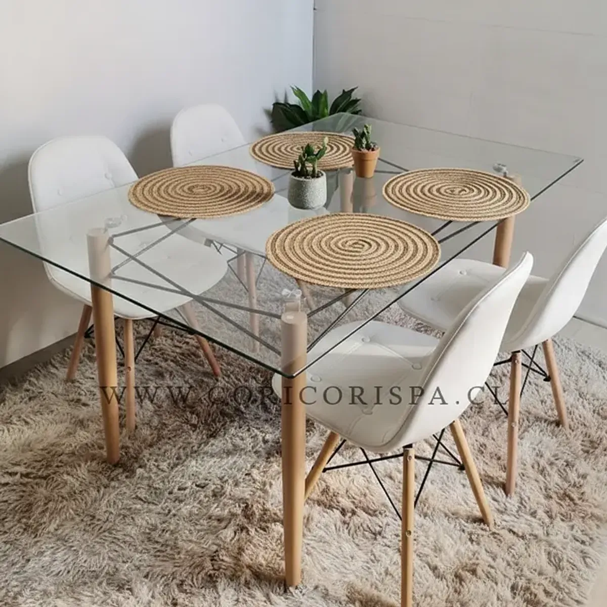 CORI CORI - Mesa Crox 140x80cms + 4 Eames Capitonne Ecocuero