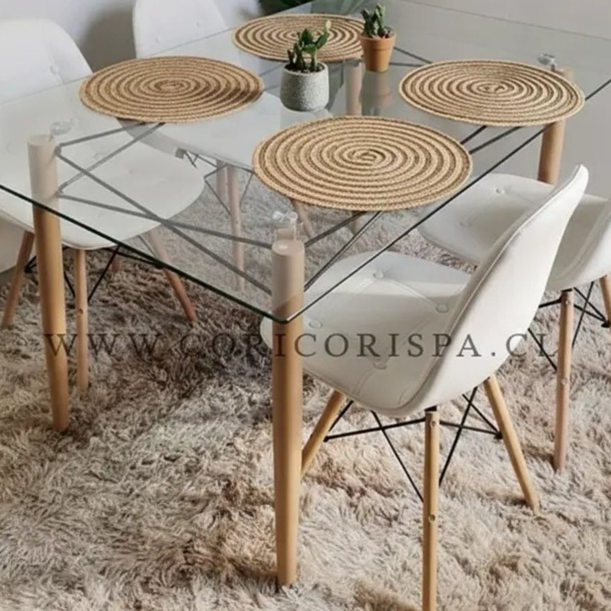 CORI CORI - Mesa Crox 140x80cms + 4 Eames Capitonne Ecocuero