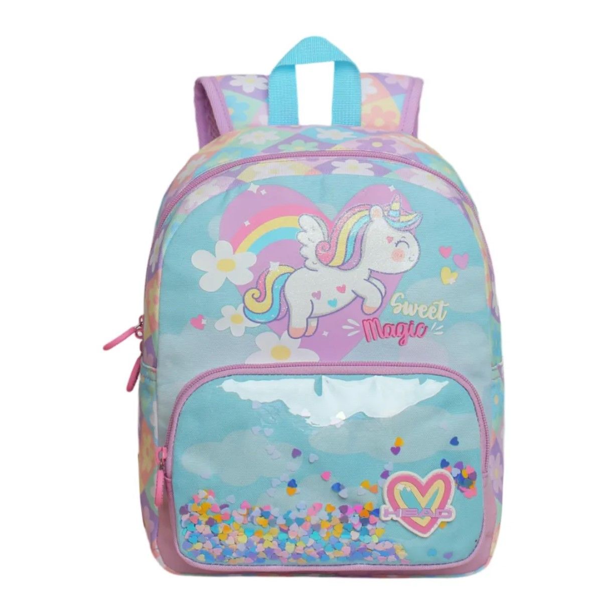GENERICO - Mochila Infantil Niña Pop Unicornio Flores Lila Head Violeta
