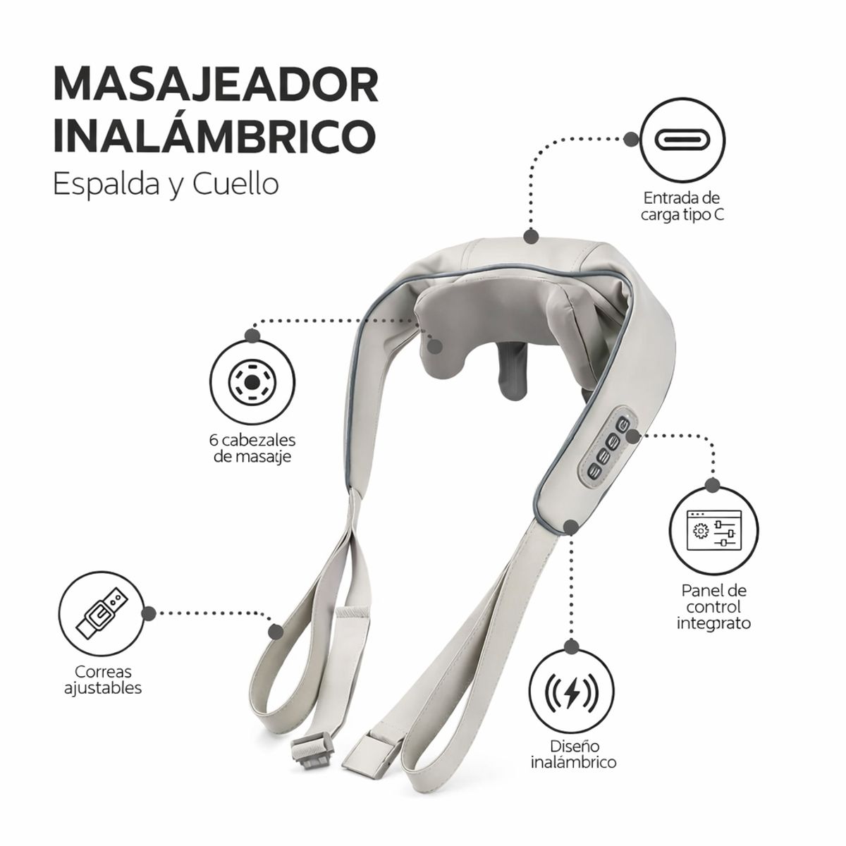 GENERICO - Masajeador Inalámbrico Para Cuello Y Cervical Con Calor