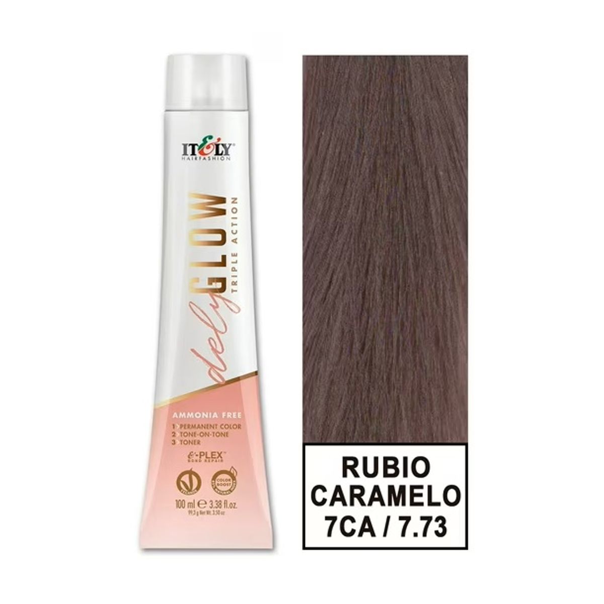 GENERICO - TINTURA PER S/AMONI ITELY DELYGLOW 7CA RUBIO MEDIO CARAMELO 100ML 7.73 + OXIDANTE