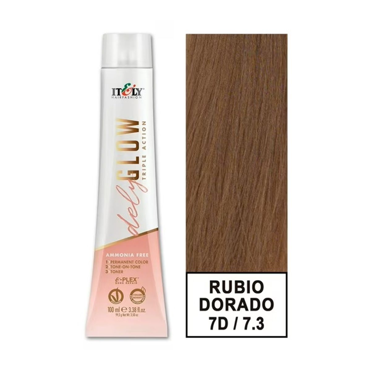 GENERICO - TINTURA PER S/AMONI ITELY DELYGLOW 7D RUBIO MEDIO DORADO 100ML 7.3 + OXIDANTE