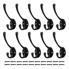 GENERICO - Ganchos Percheros De Pared Para Abrigo Bufanda Llave 10 Pcs Negro