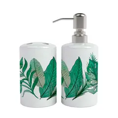 PAPER HOME - Set de baño Cerámica diseño botánico 2 piezas Paper-Home