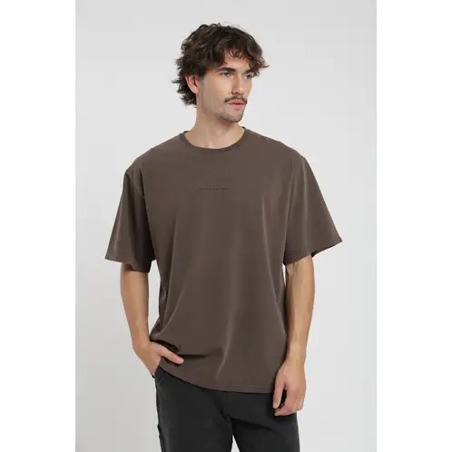 FROENS - Polera hombre manga corta Oversize café