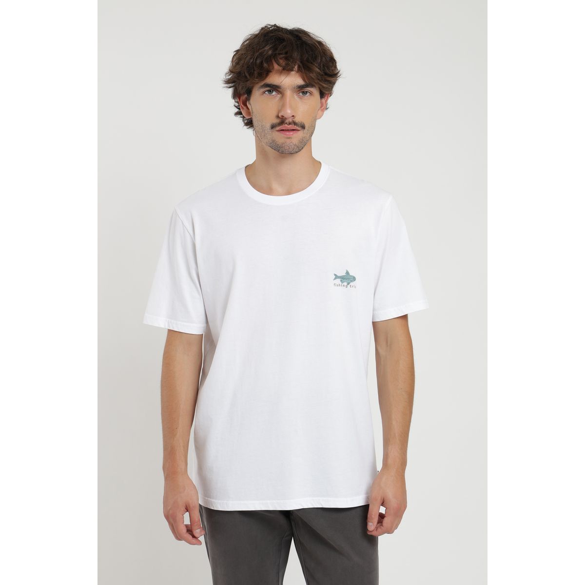 FROENS - Polera hombre manga corta Pez blanco Froens