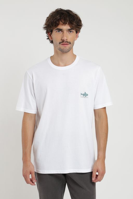 Polera hombre manga corta Pez blanco Blanco XS