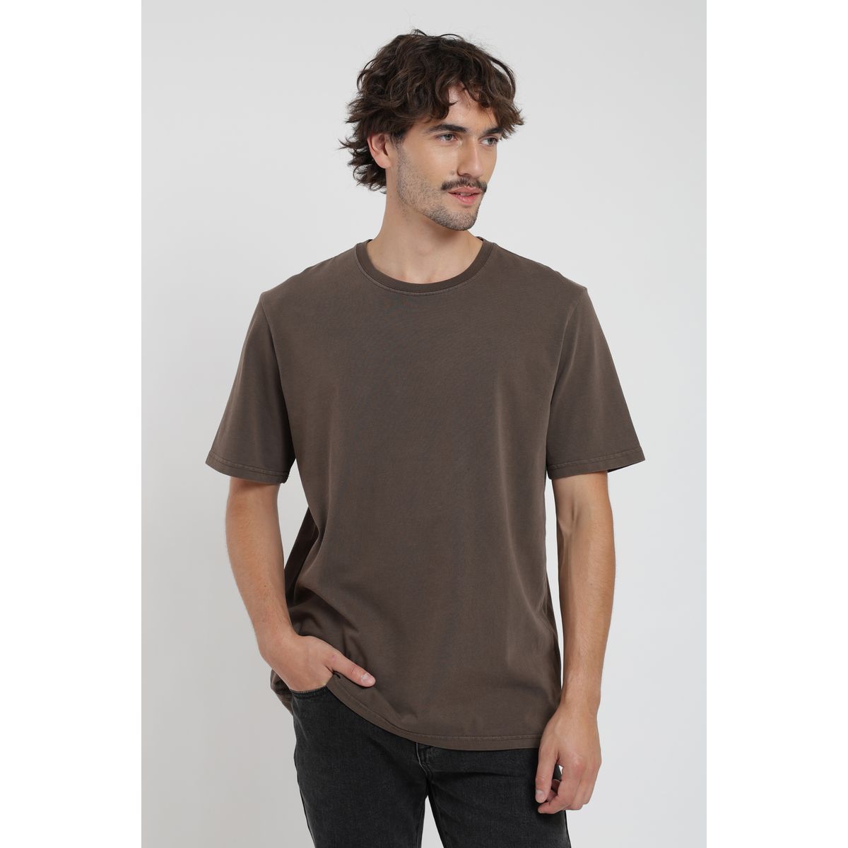 FROENS - Polera hombre manga corta Plain Heavyweight café Froens