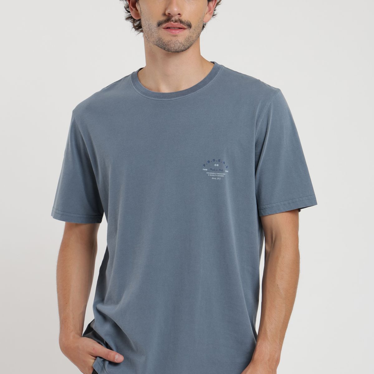 FROENS - Polera hombre manga corta Text azul Froens