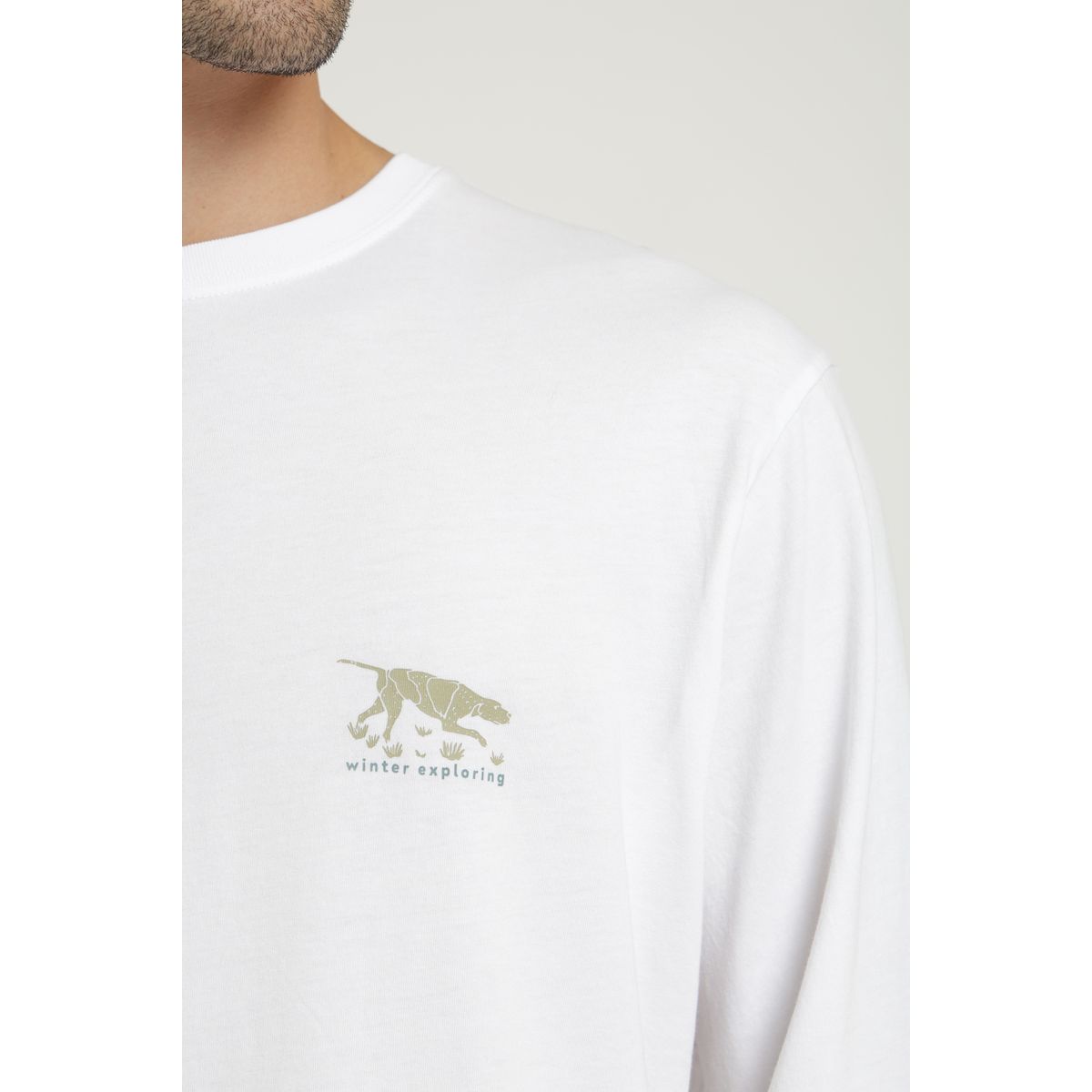 FROENS - Polera hombre manga larga  Dog blanco Froens
