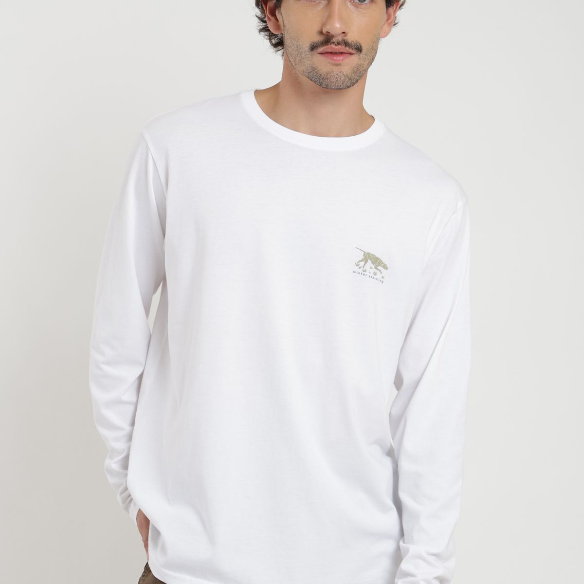 FROENS - Polera hombre manga larga  Dog blanco Froens