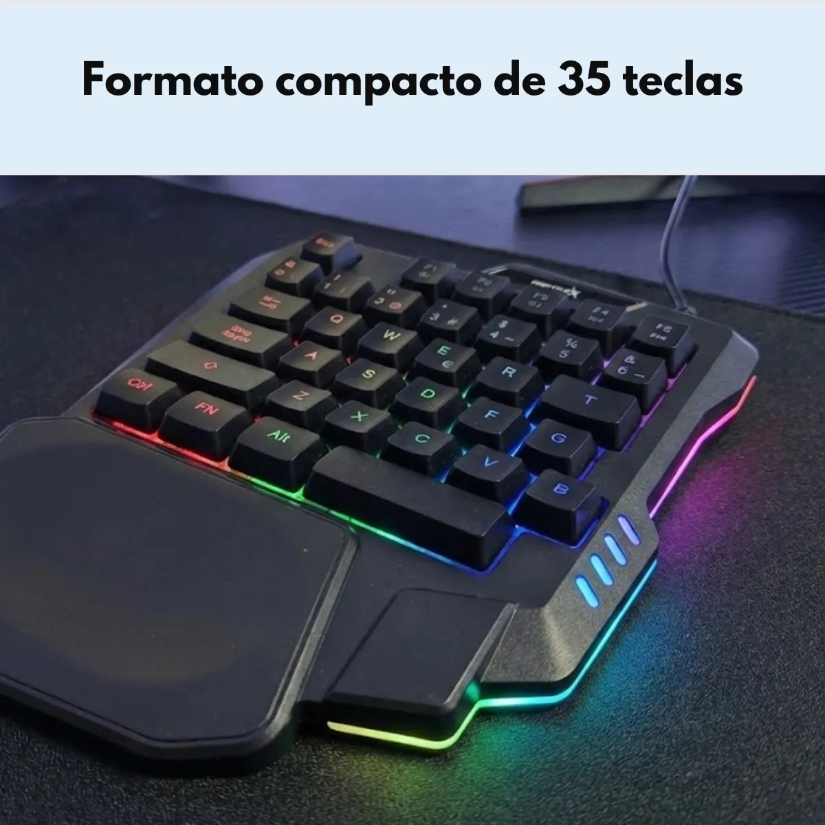 REPTILEX - Teclado Gamer Retroiluminado Reptilex Una Mano Rx0056