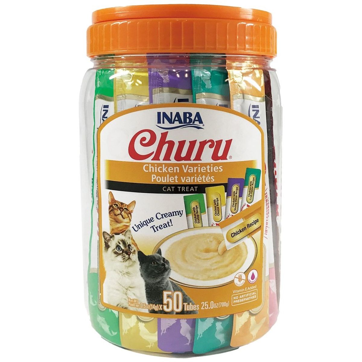 INABA - Churu Inaba 50 Tubitos Variedades de Pollo para Gatos