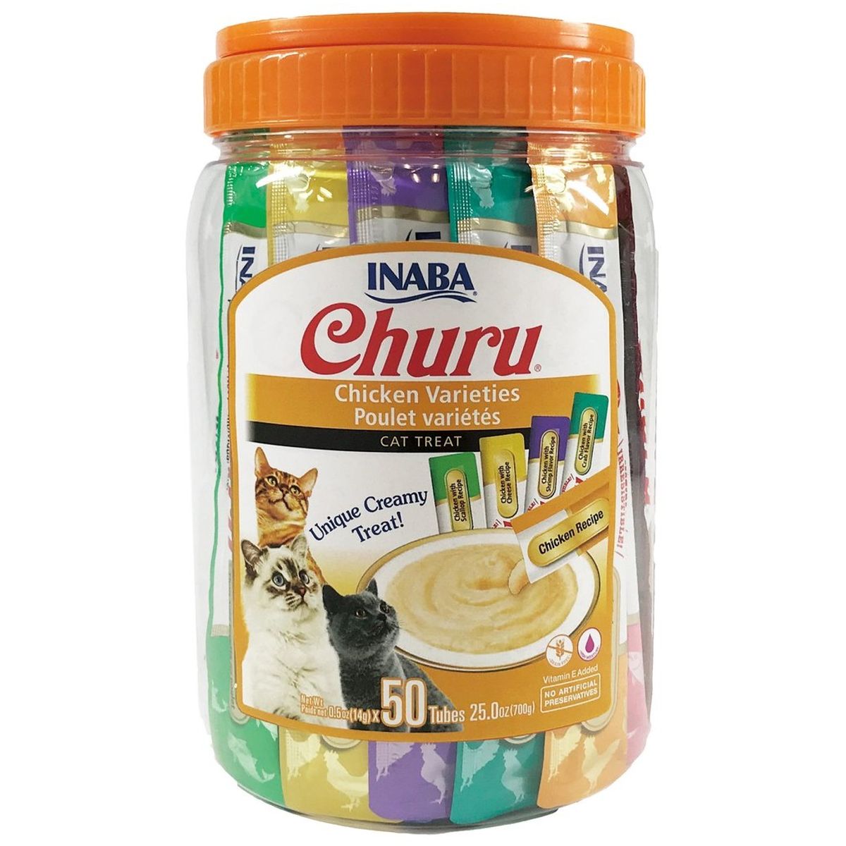 INABA - Churu Inaba 50 Tubitos Variedades de Pollo para Gatos