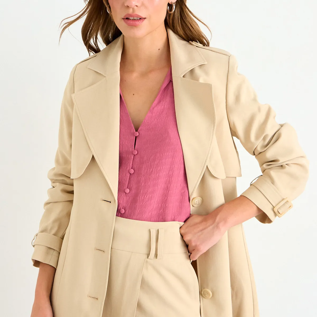 IO - Trench Mujer Beige Io