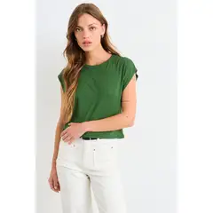 IO - Polera Sin Mangas Lisa Mujer Verde Musgo