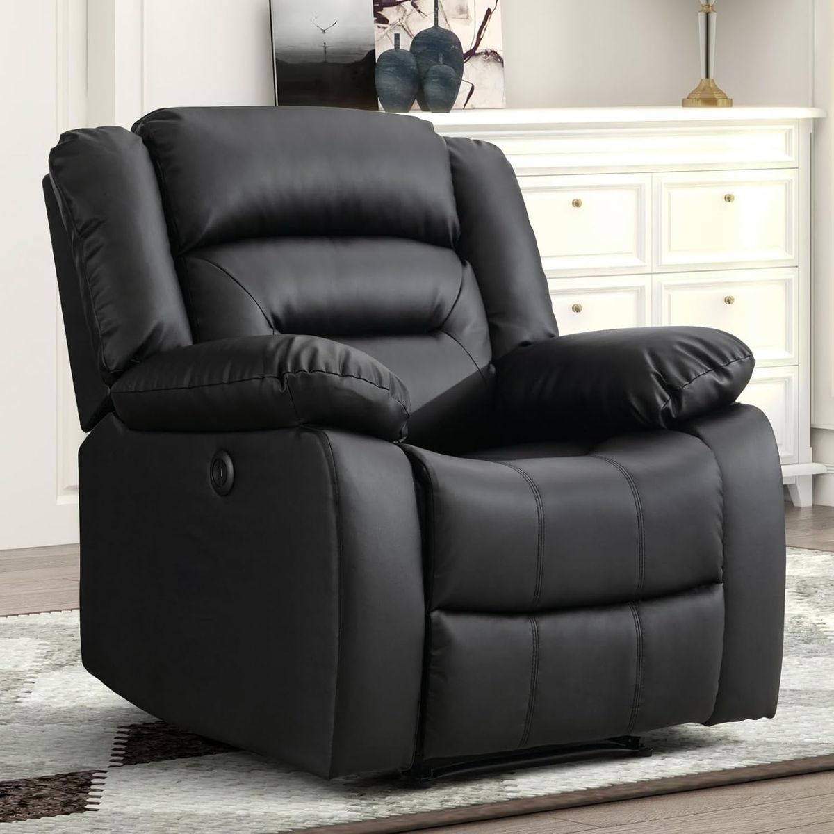 SUR DISEÑO - Bergere Reclinable Moderno Soft Negro Liso