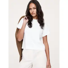BANANA REPUBLIC - Polera Mujer Vintage Algodón Crew-Neck Blanco