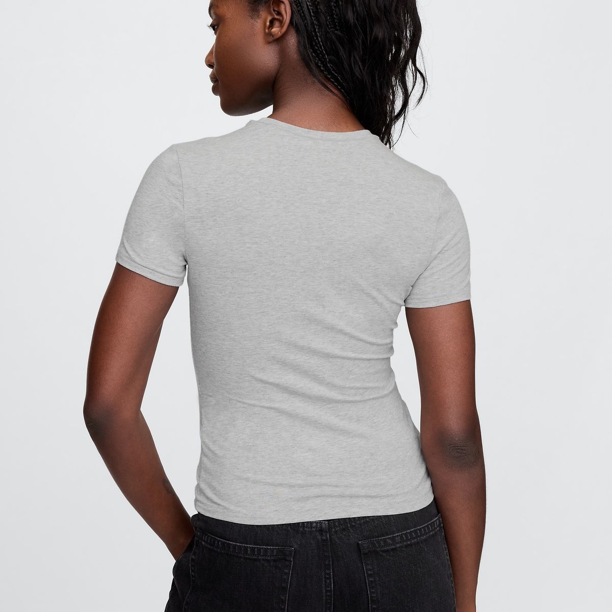 GAP - Polera Mujer Gap Manga Corta Gris