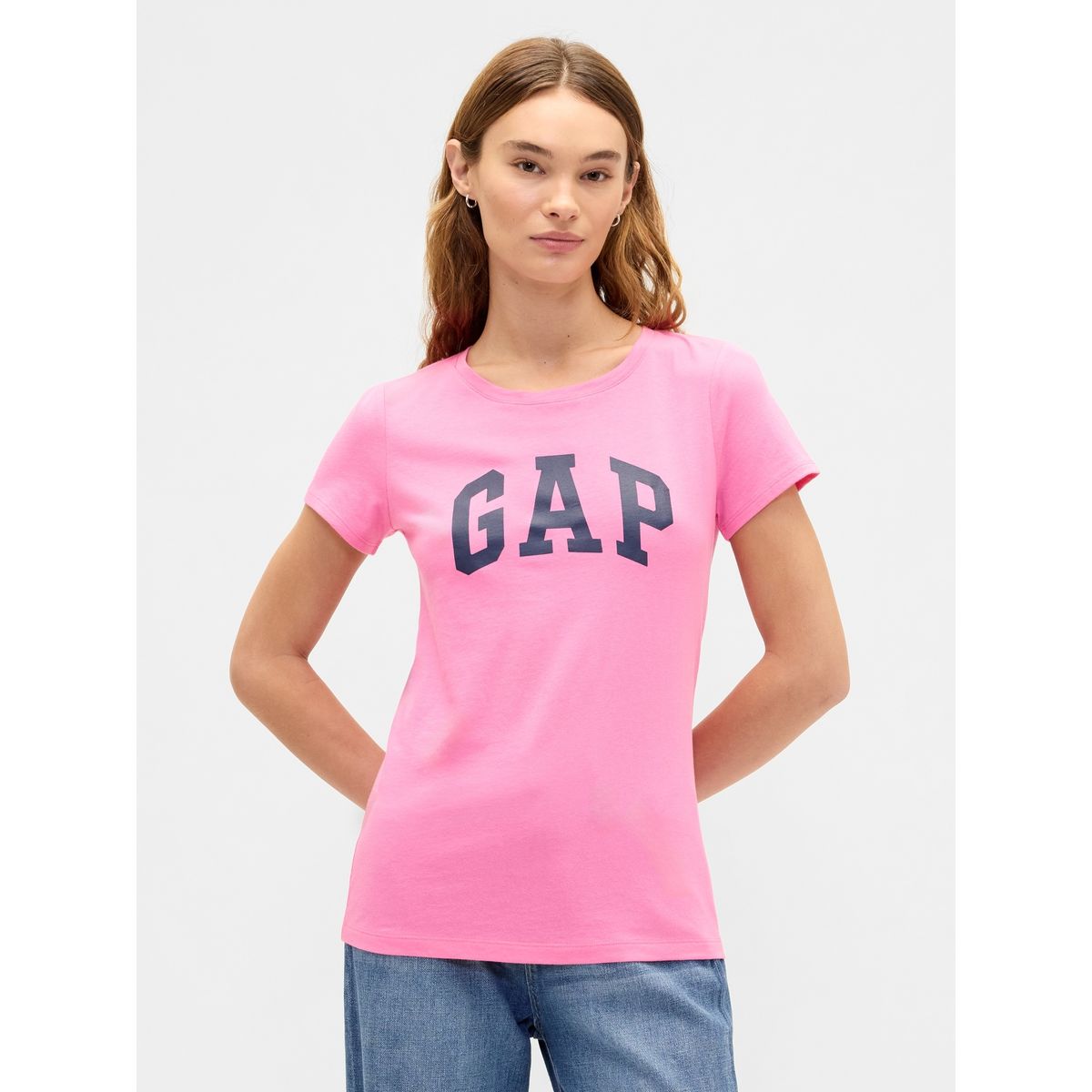 GAP - Polera Mujer Manga Corta Logo Rosado Gap