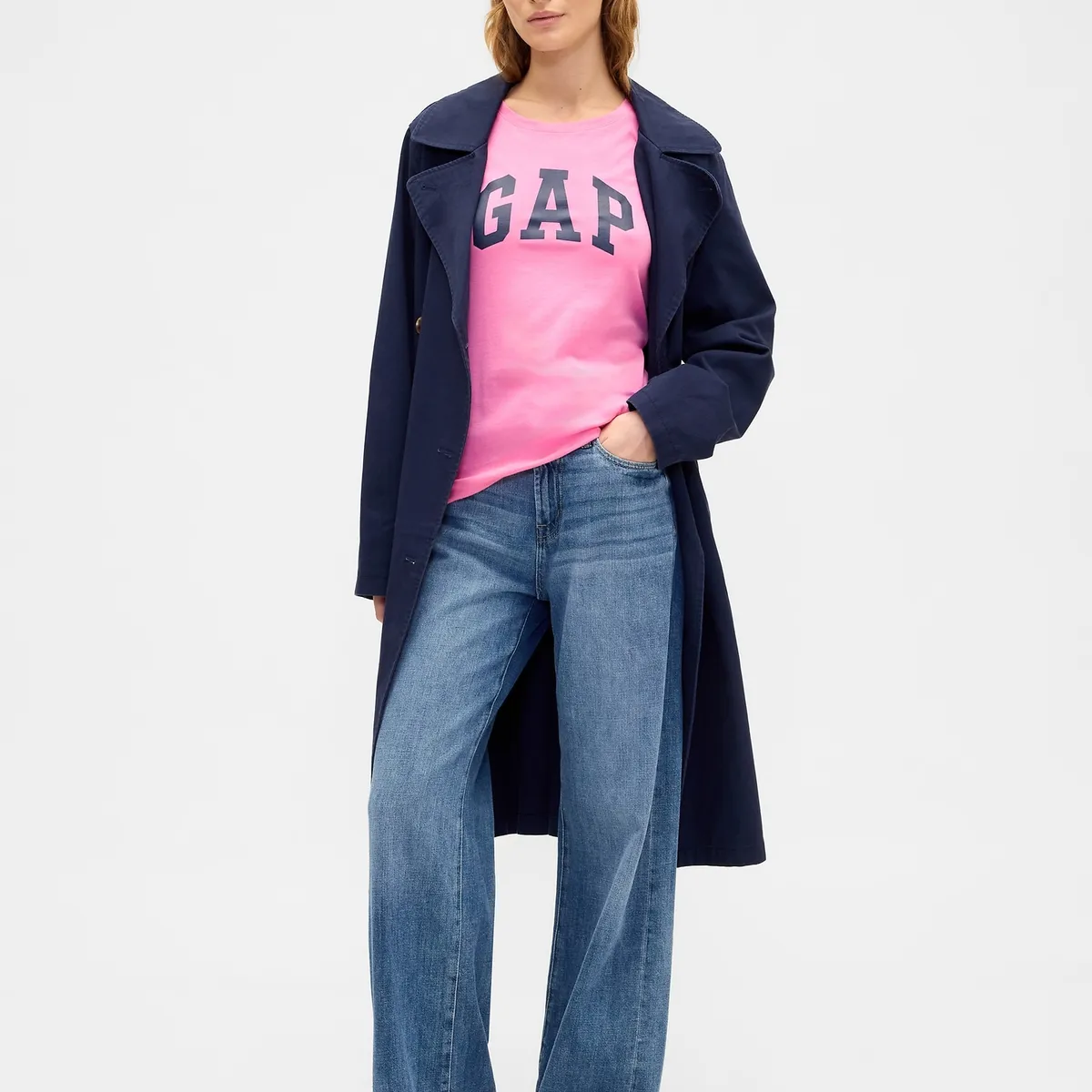 GAP - Polera Mujer Manga Corta Logo Rosado Gap