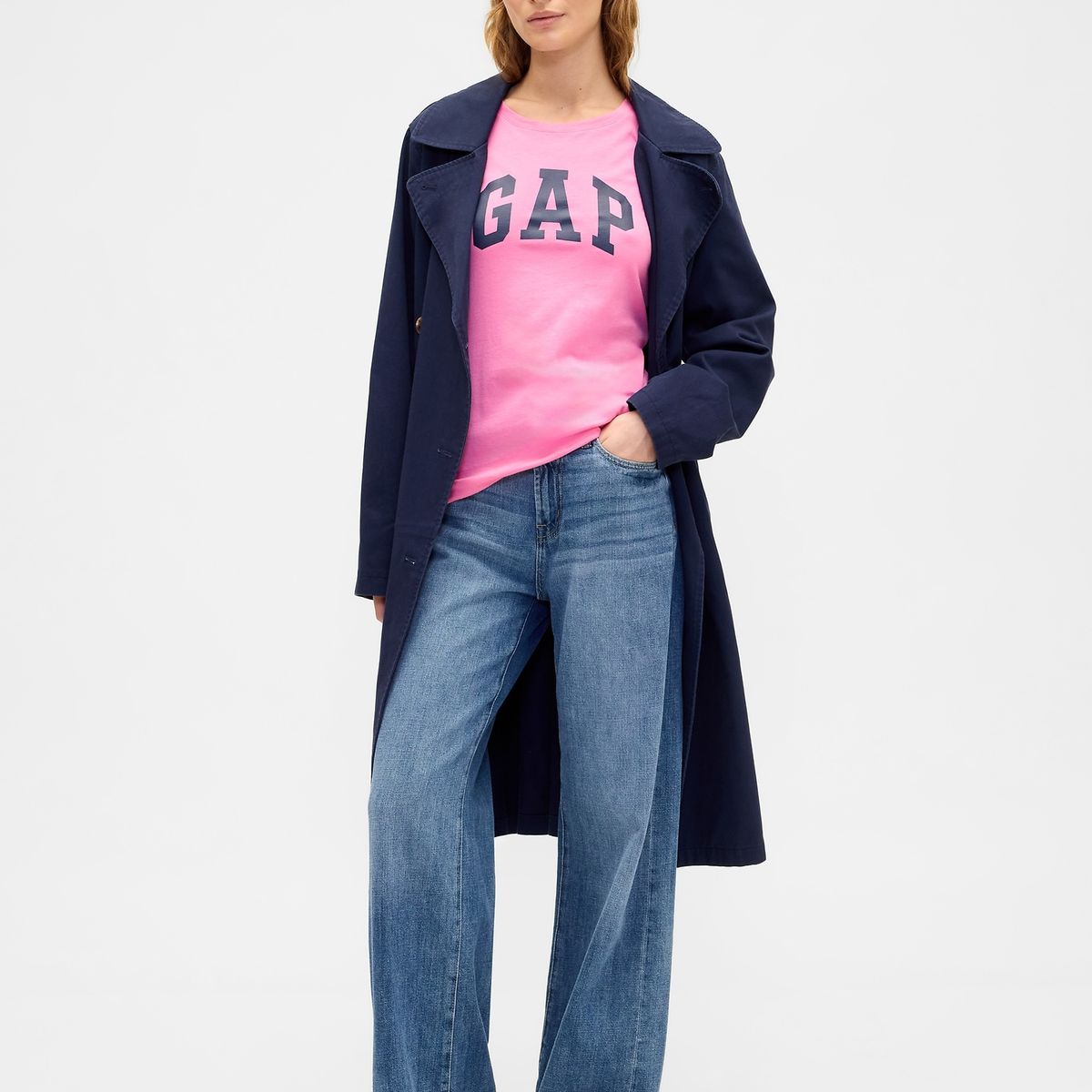 GAP - Polera Mujer Manga Corta Logo Rosado Gap