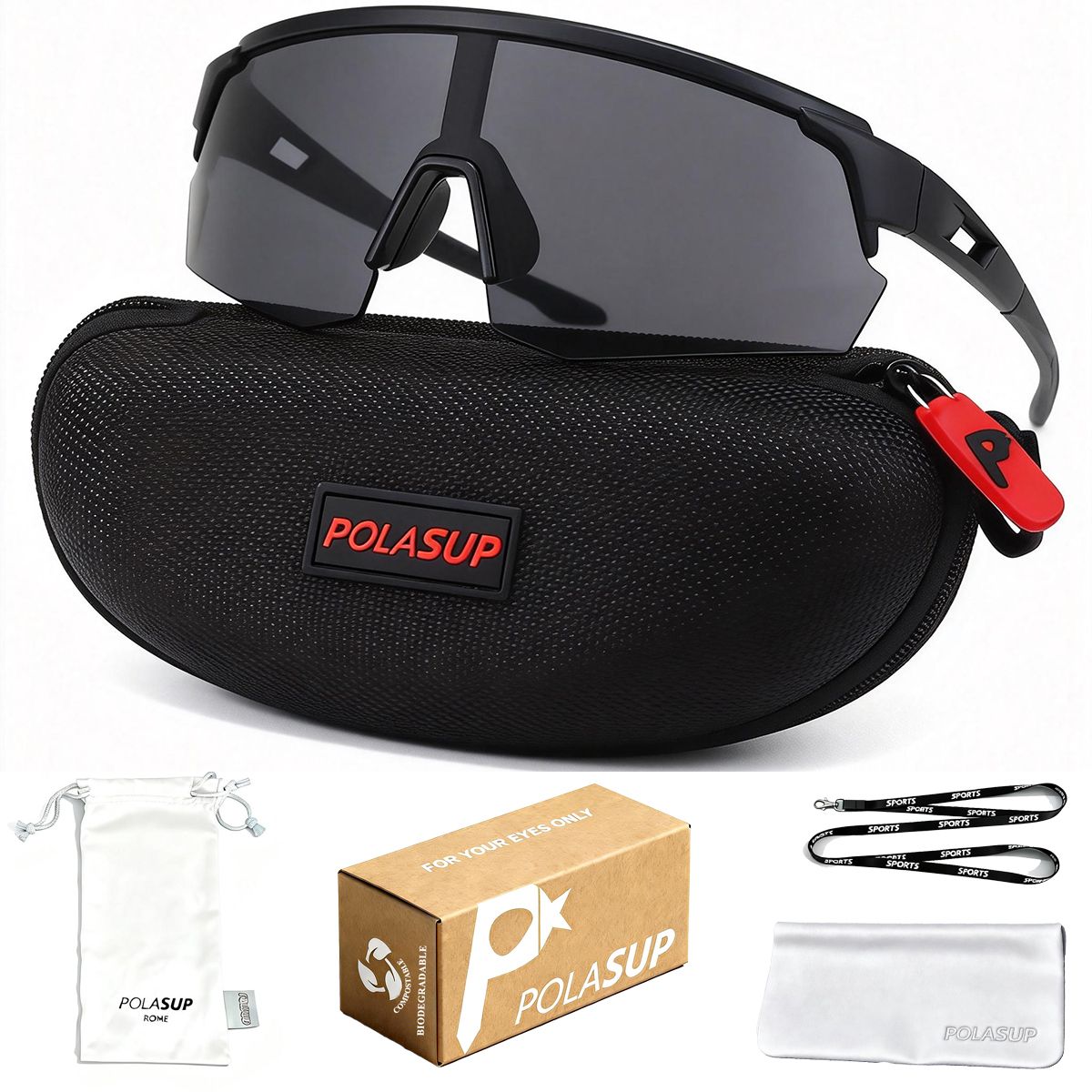 POLASUP - POLASUP Lentes de Sol Deportivos UV400 Unisex correr ciclismo bicicleta lentes mujer hombre maratón