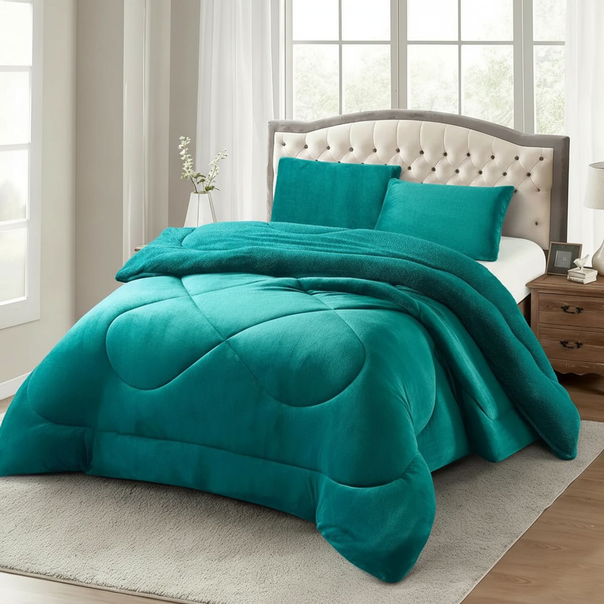 GENERICO - COBERTOR DE INVIERNO 1.5  PLAZA  PLUSH UNICOLOR  CON CHIPORRO TF