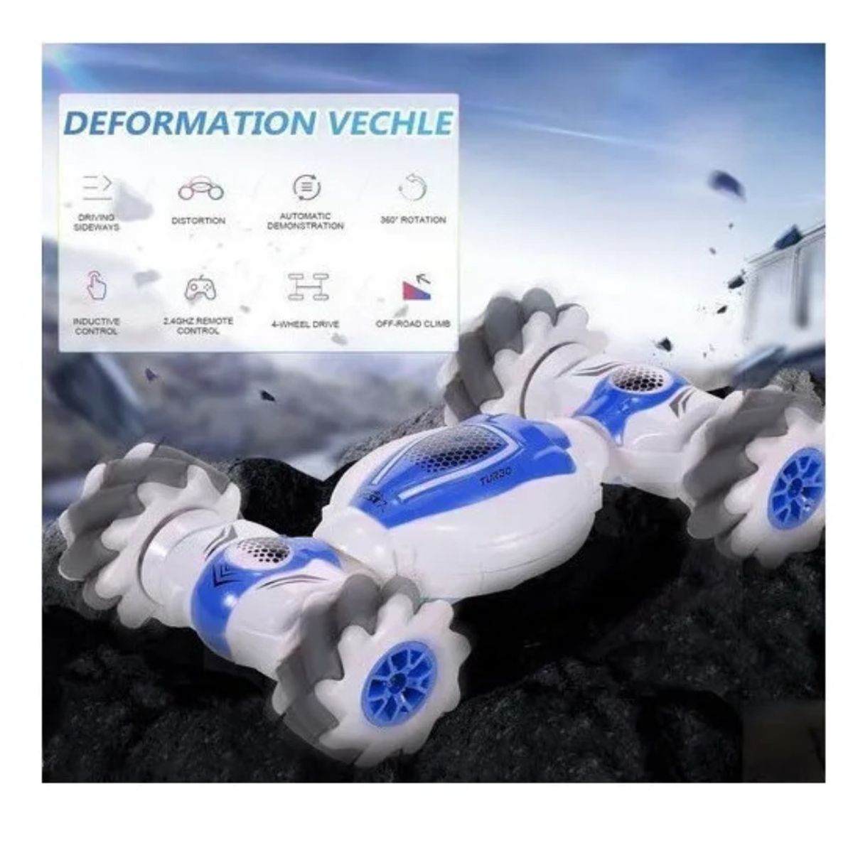 GENERICO - S-012 Rc Stunt Car Control Remoto 360° Flips Gesture Sensor Color Azul BELUG